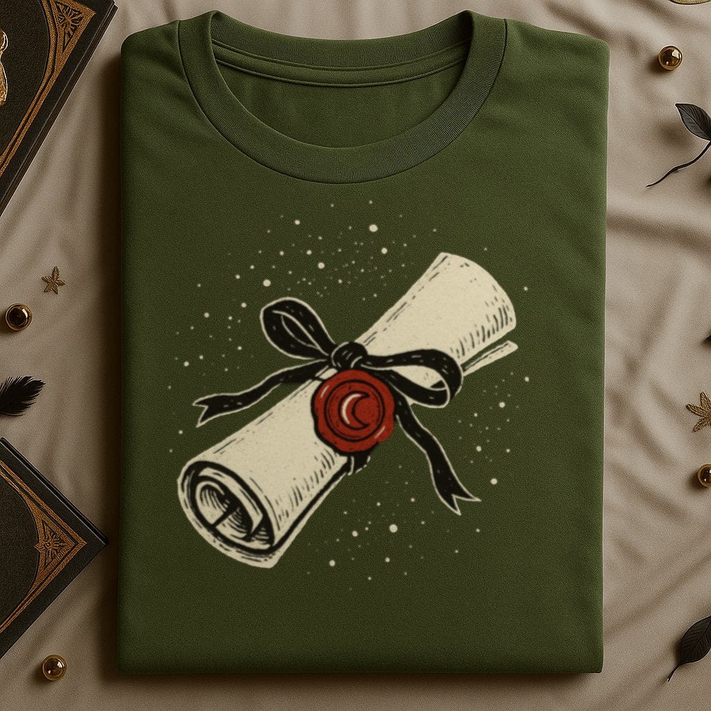 Scroll Illustration Dark Green Tee shirt product type