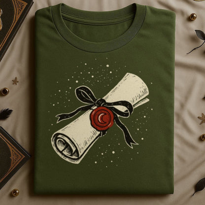 Scroll Illustration Dark Green Tee shirt product type