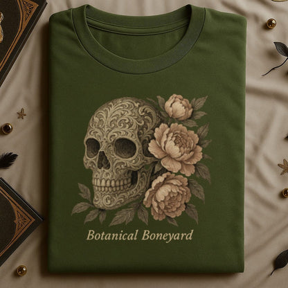 Botanical Boneyard Skull with Flowers T-Shirt product type