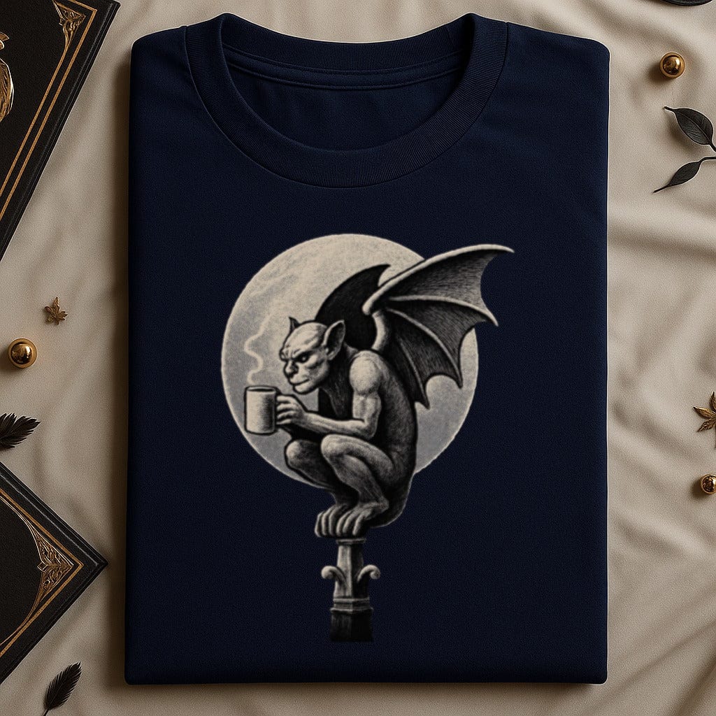 Gargoyle Drinking Coffee With Moon Design Shirt product