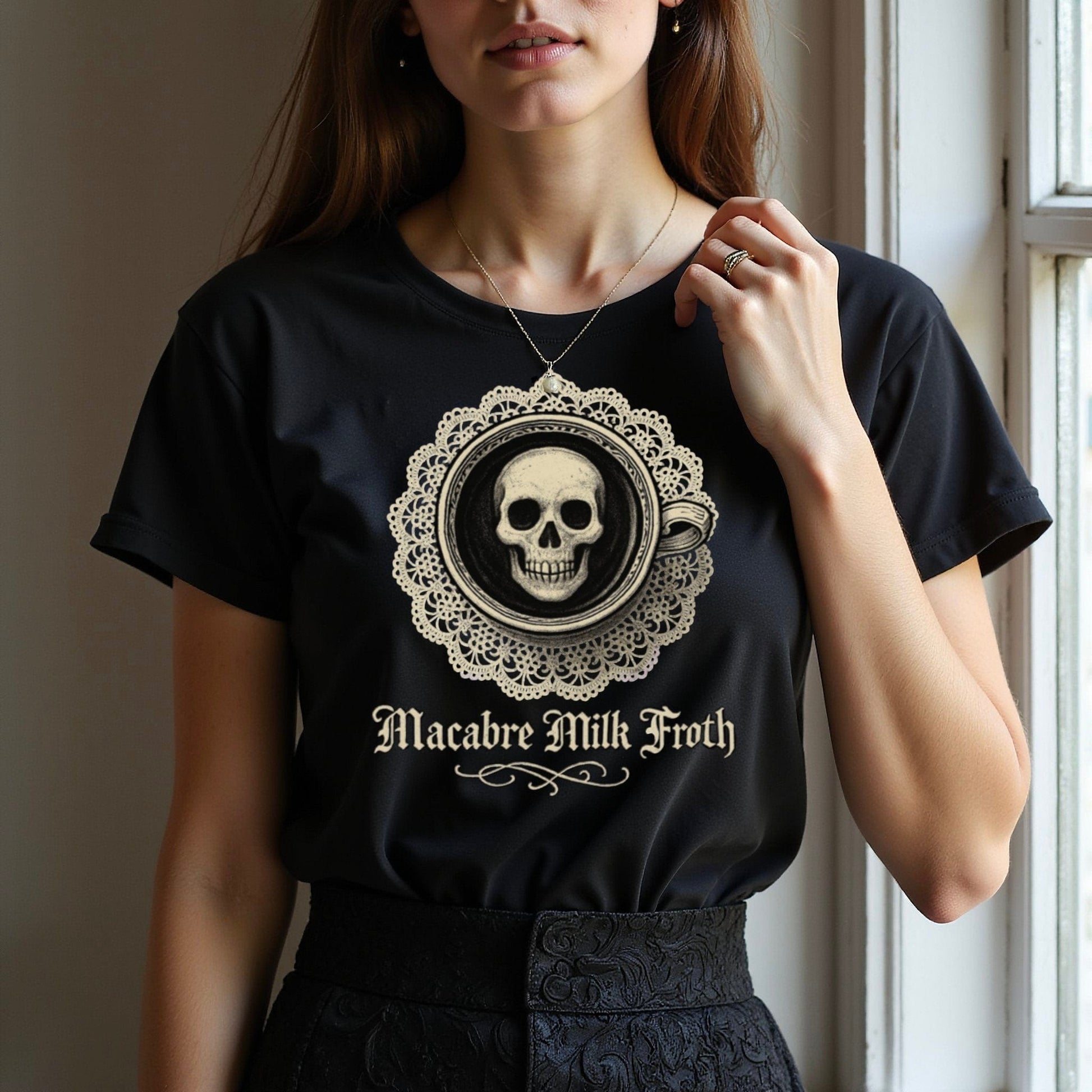 Macabre Milk Froth Skull Graphic T-Shirt product