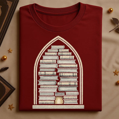 Gothic Arch Stack of Books Graphic T-shirt product