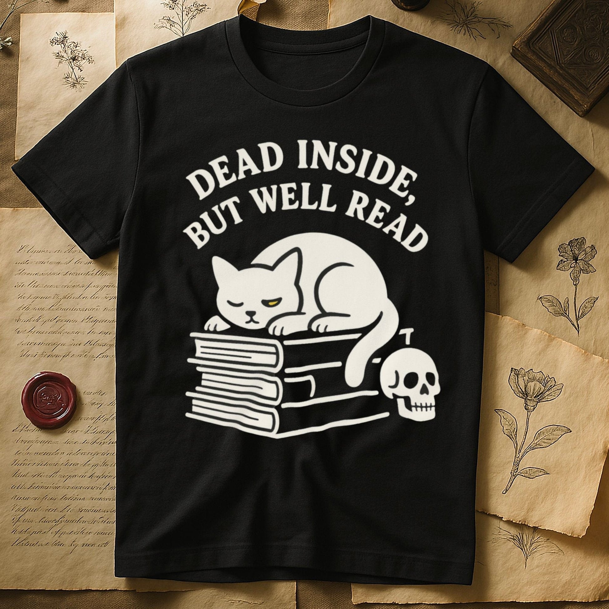 Dead Inside But Well Read Cat Graphic T-Shirt product