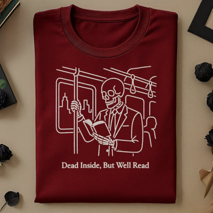 Dead Inside But Well Read Skeleton Print Shirt Product