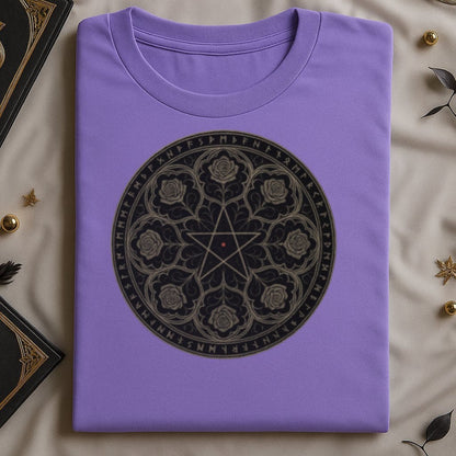 Intricate Rune Circular Rose Design Purple T-Shirt product