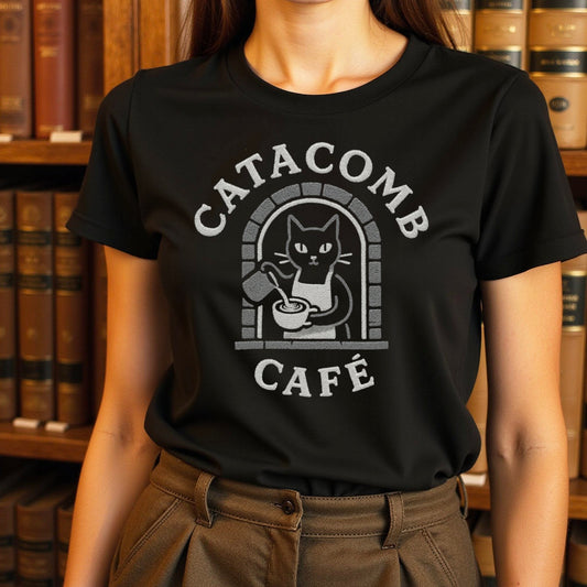 Catacomb Café Black Cat Graphic T-Shirt product type