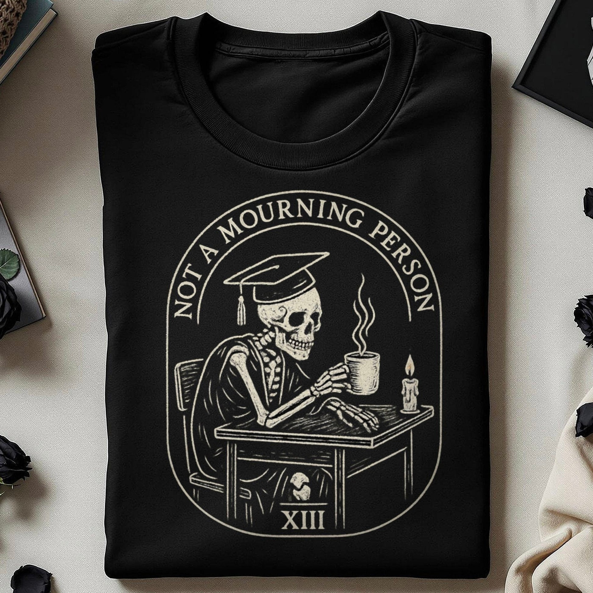Not a Mourning Person Skeleton Drinking Coffee product type