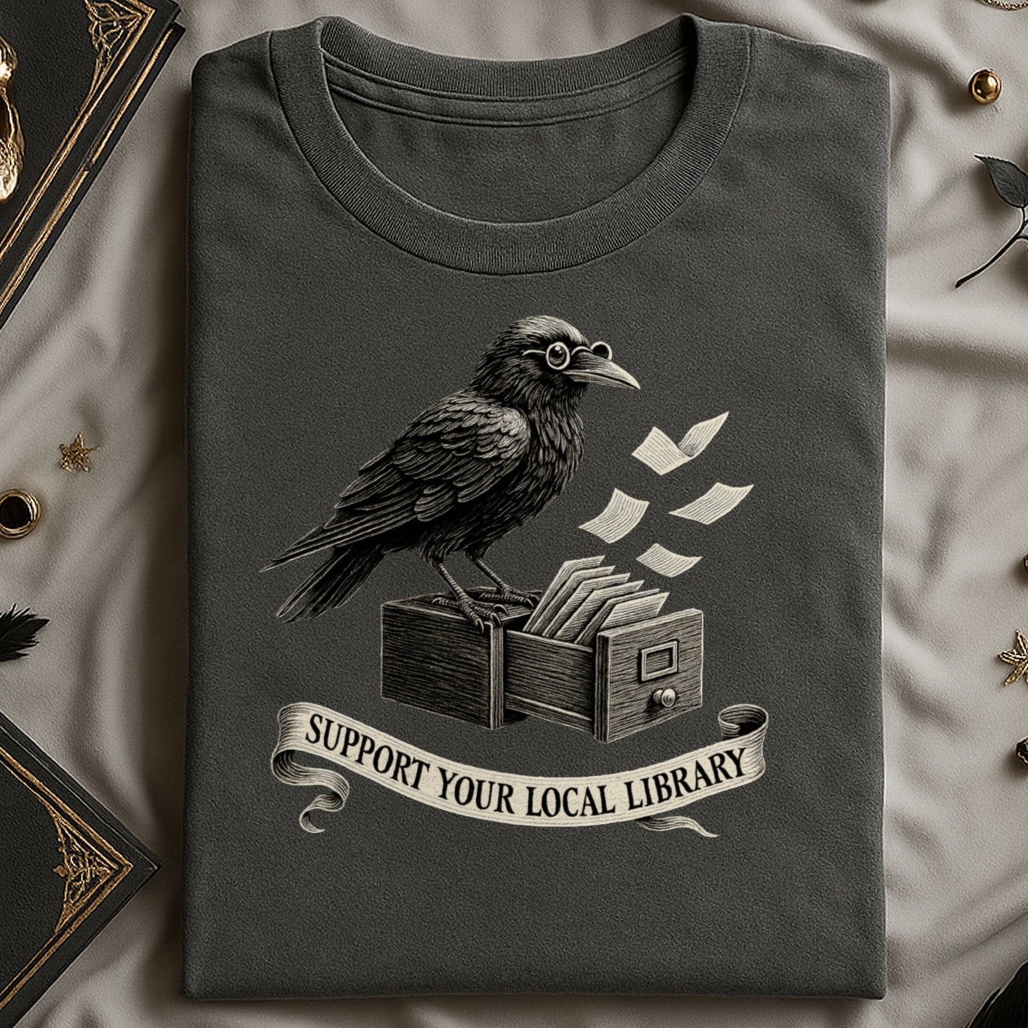 Support Your Local Library Bird Design Shirt product type