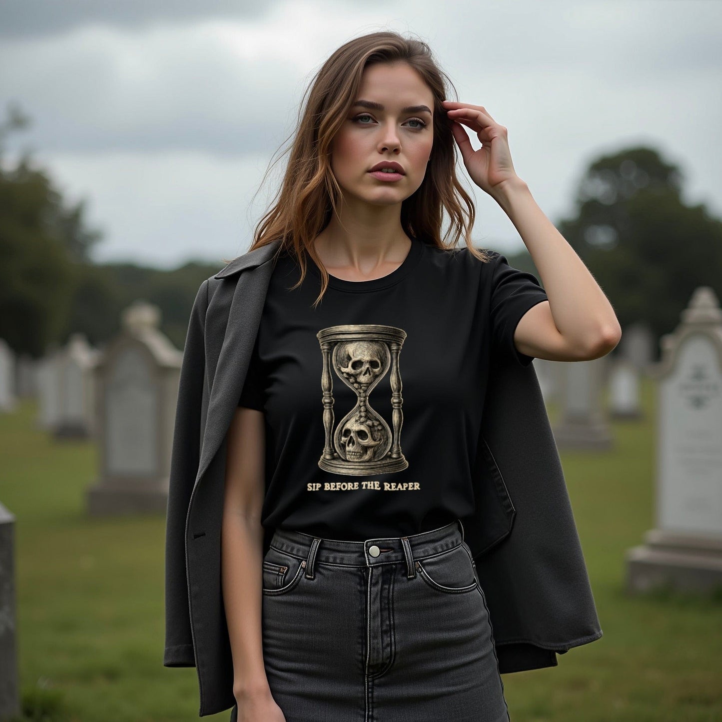 Step Before The Reaper Skull Hourglass T-shirt product type