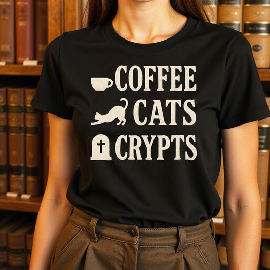 Coffee Cats Crypts Funny Gothic T-Shirt product type
