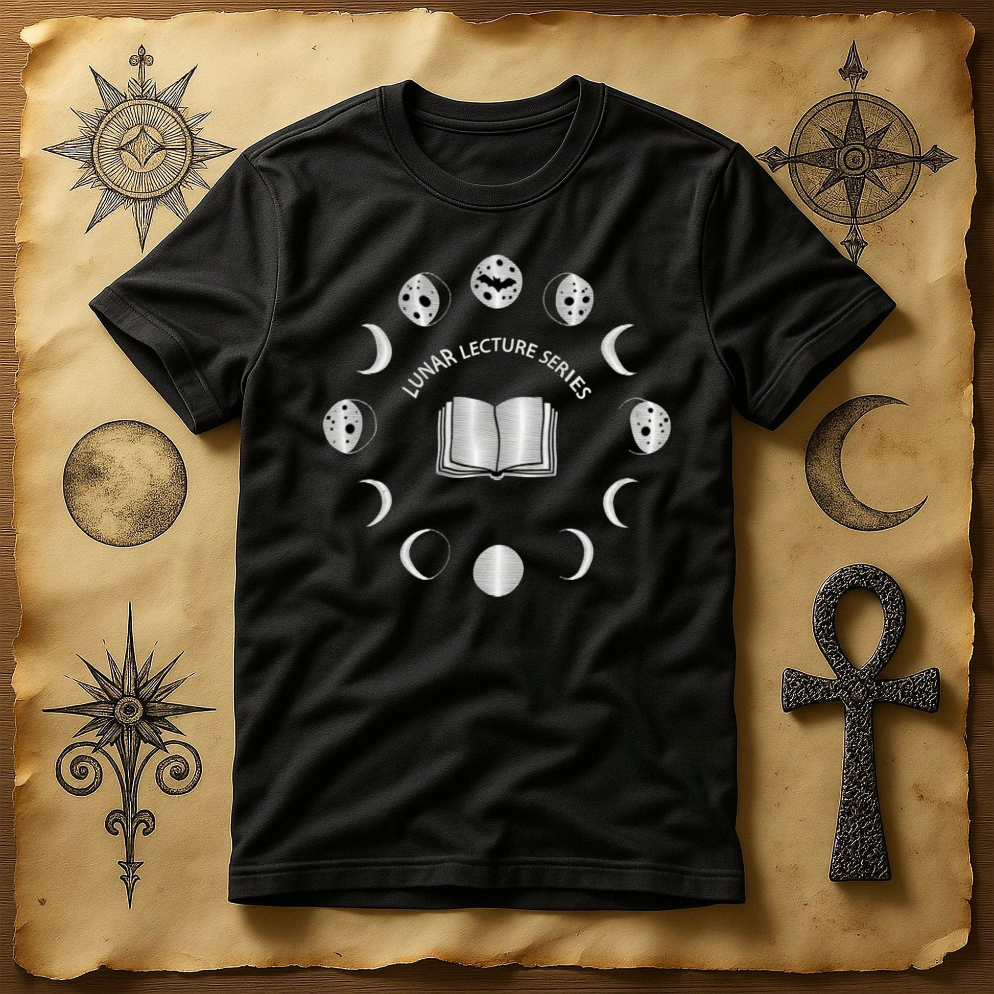 Lunar Phases Diagram Black Graphic T-Shirt product type