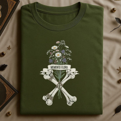 Memento Flora Floral Design on Dark Green T-shirt product