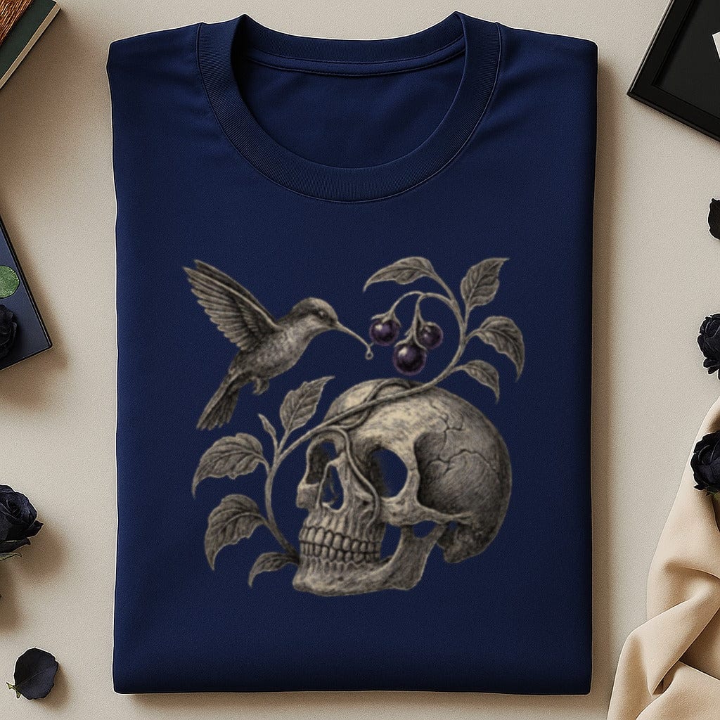 Gothic Skull and Hummingbird Graphic T-shirt product