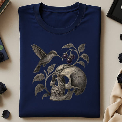 Gothic Skull and Hummingbird Graphic T-shirt product
