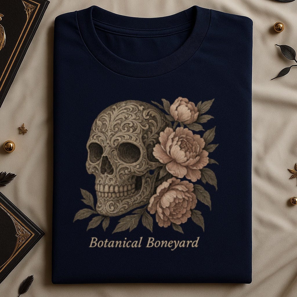 Botanical Boneyard Skull and Flowers Graphic T-Shirt product
