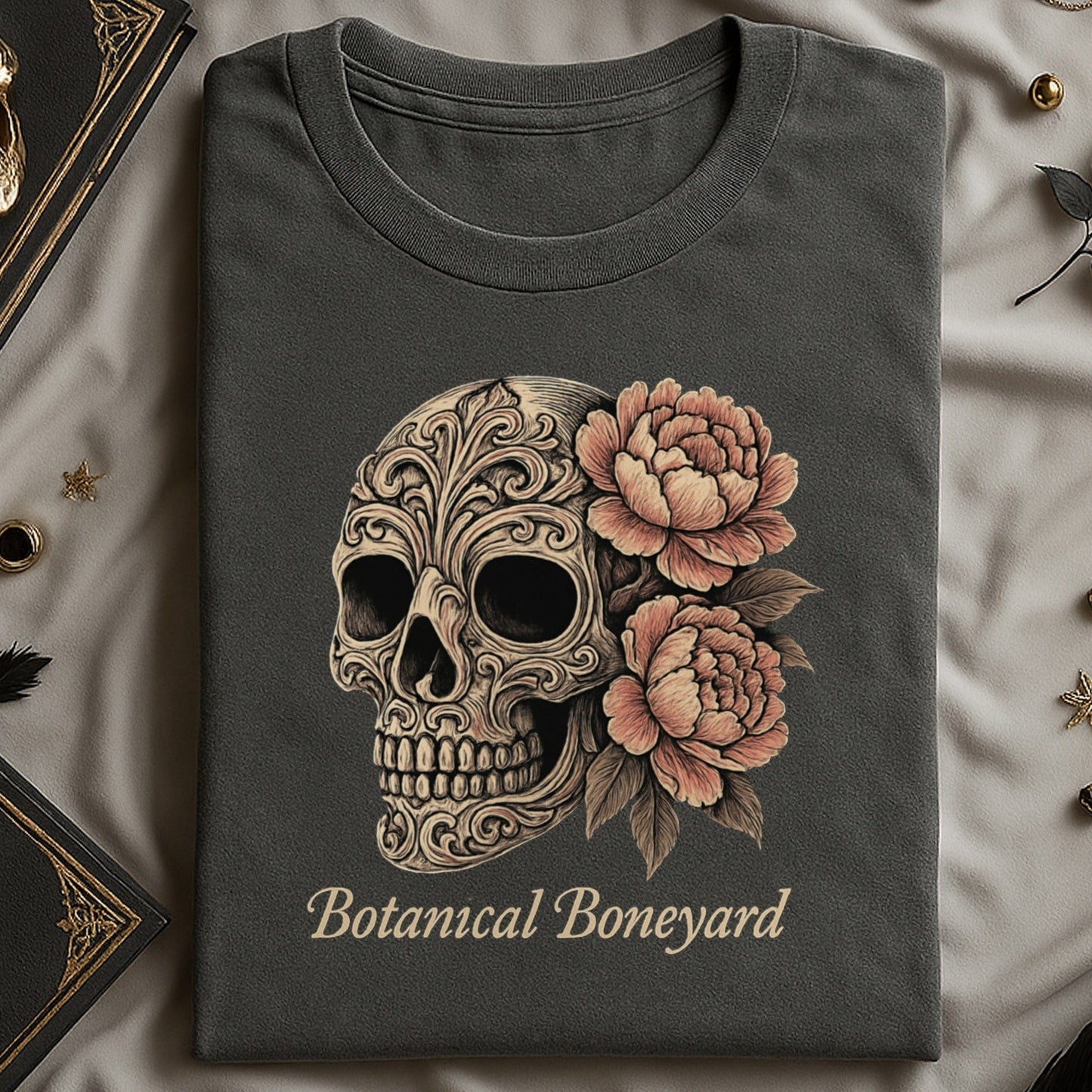 Botanical Boneyard Skull Graphic Tee Shirt product type