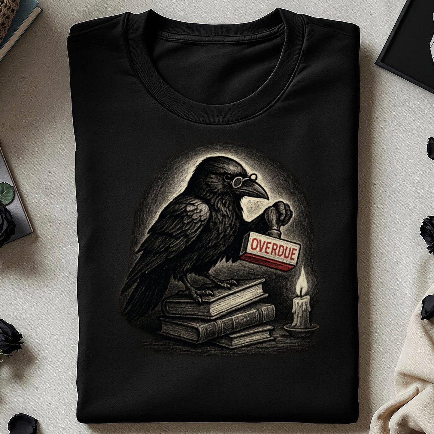 Raven Holding Overdue Sign Graphic Tee product