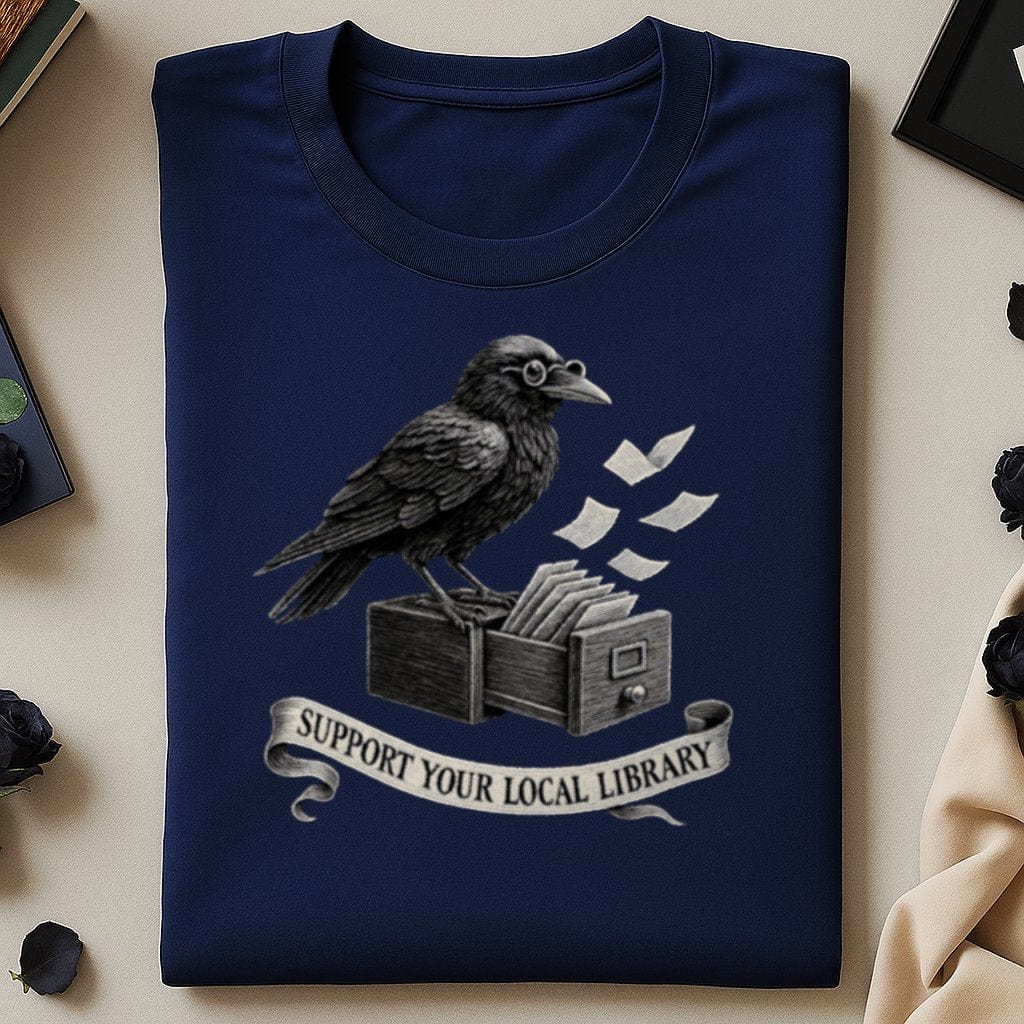 Support Your Local Library Crow Design T-Shirt product