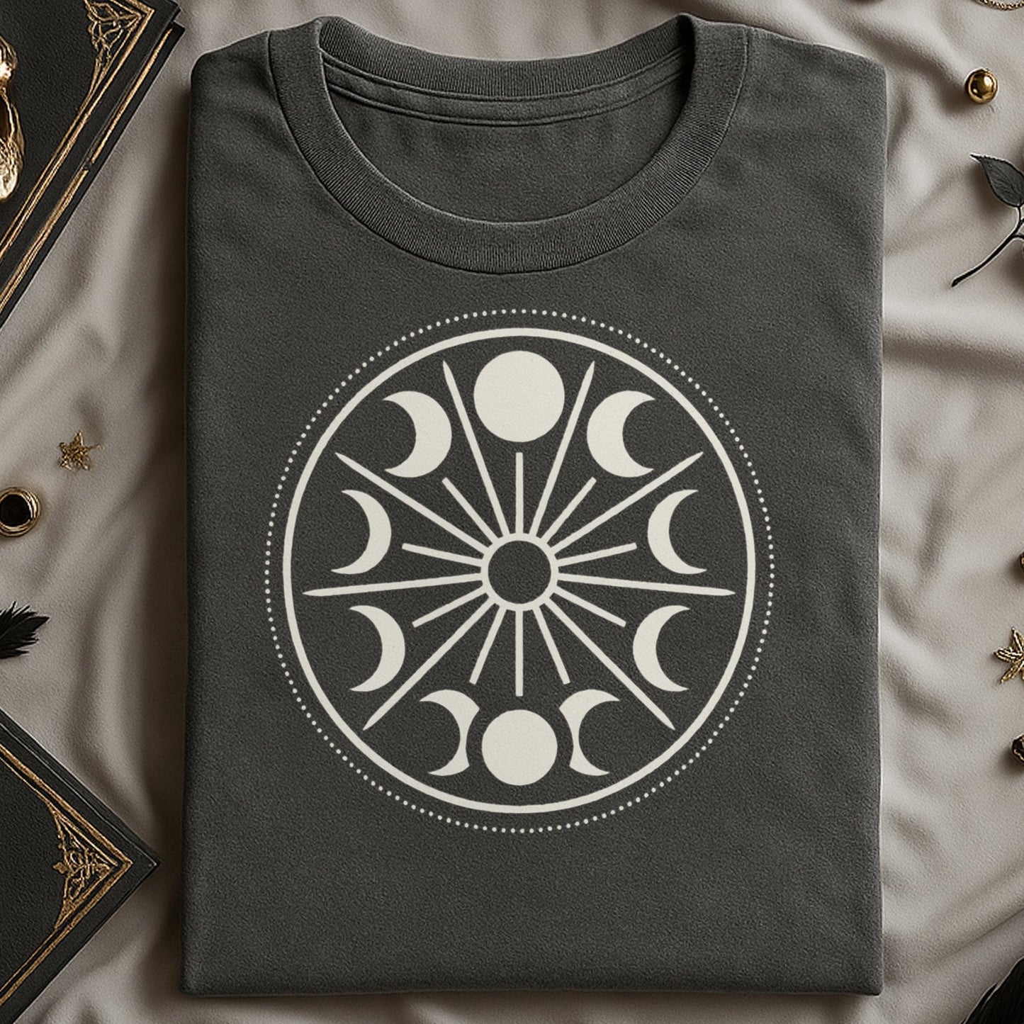 Moon Phases Circle Graphic Tee Retro Style product