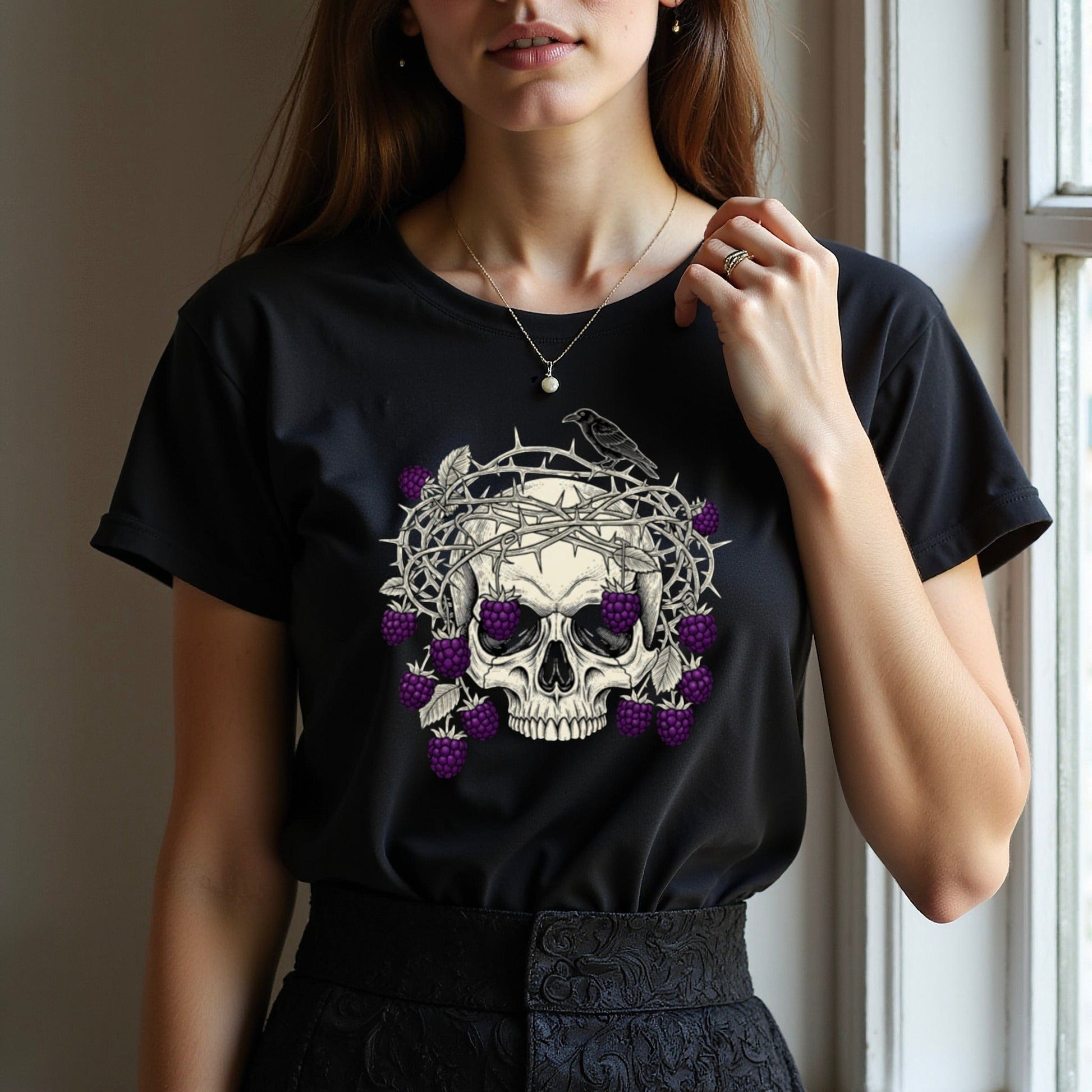 Gothic Skull and Crow With Purple Accents Shirt product type