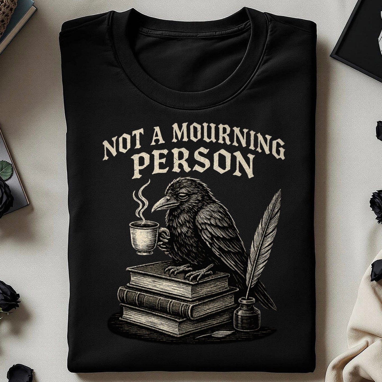 Not a Mourning Person Crow with Coffee Shirt product