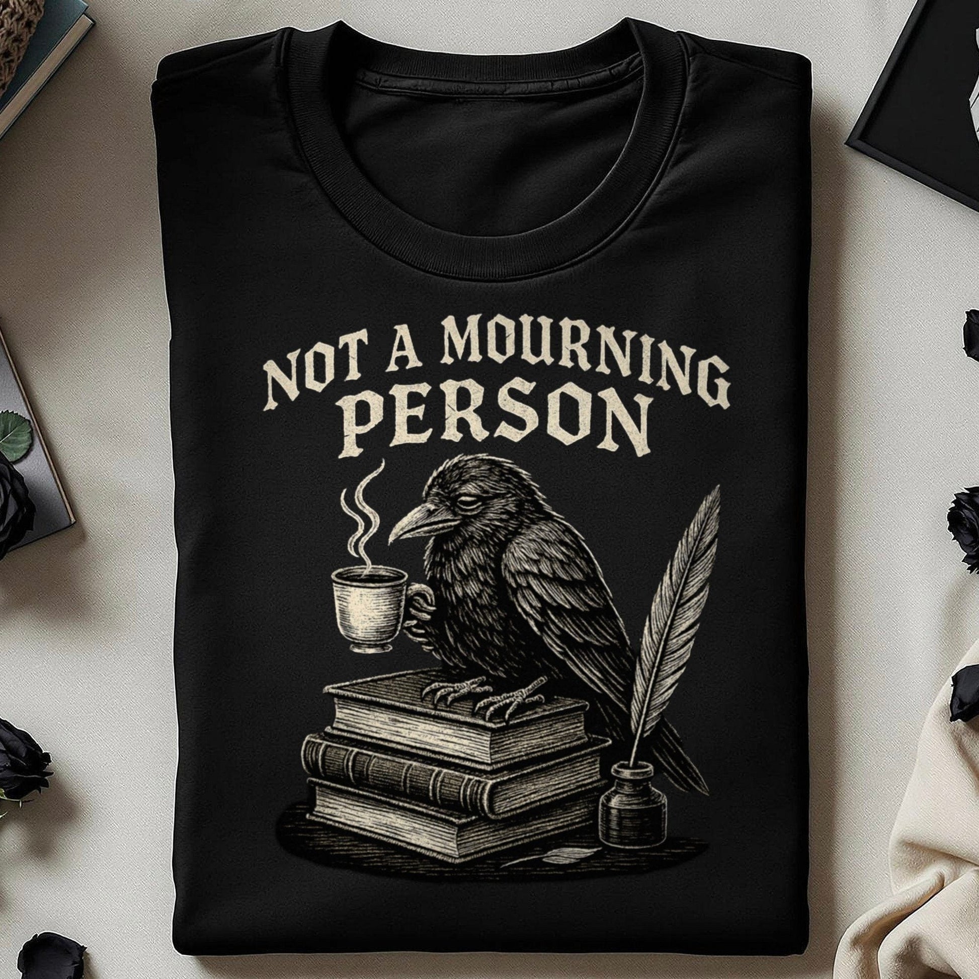 Not a Mourning Person Crow with Coffee Shirt product