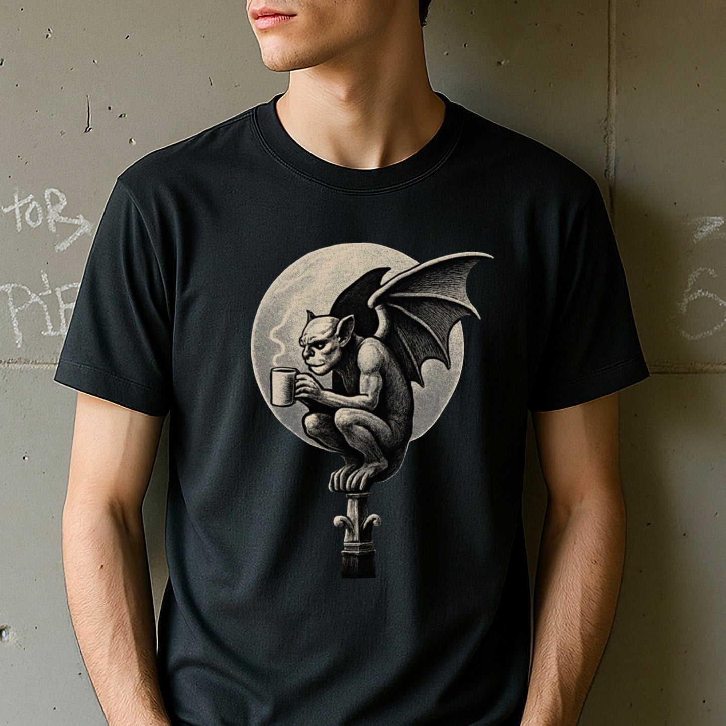 Gothic Gargoyle Coffee Lover Art T-shirt product