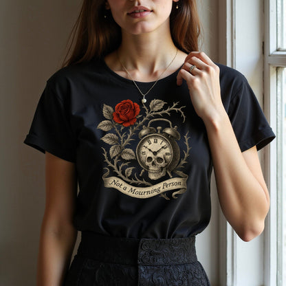 Gothic Skull Clock and Rose Graphic Women's T-Shirt Product
