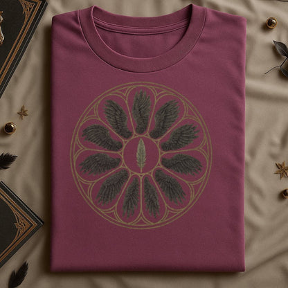 Maroon T-Shirt with Vintage Feather Circle Design product type