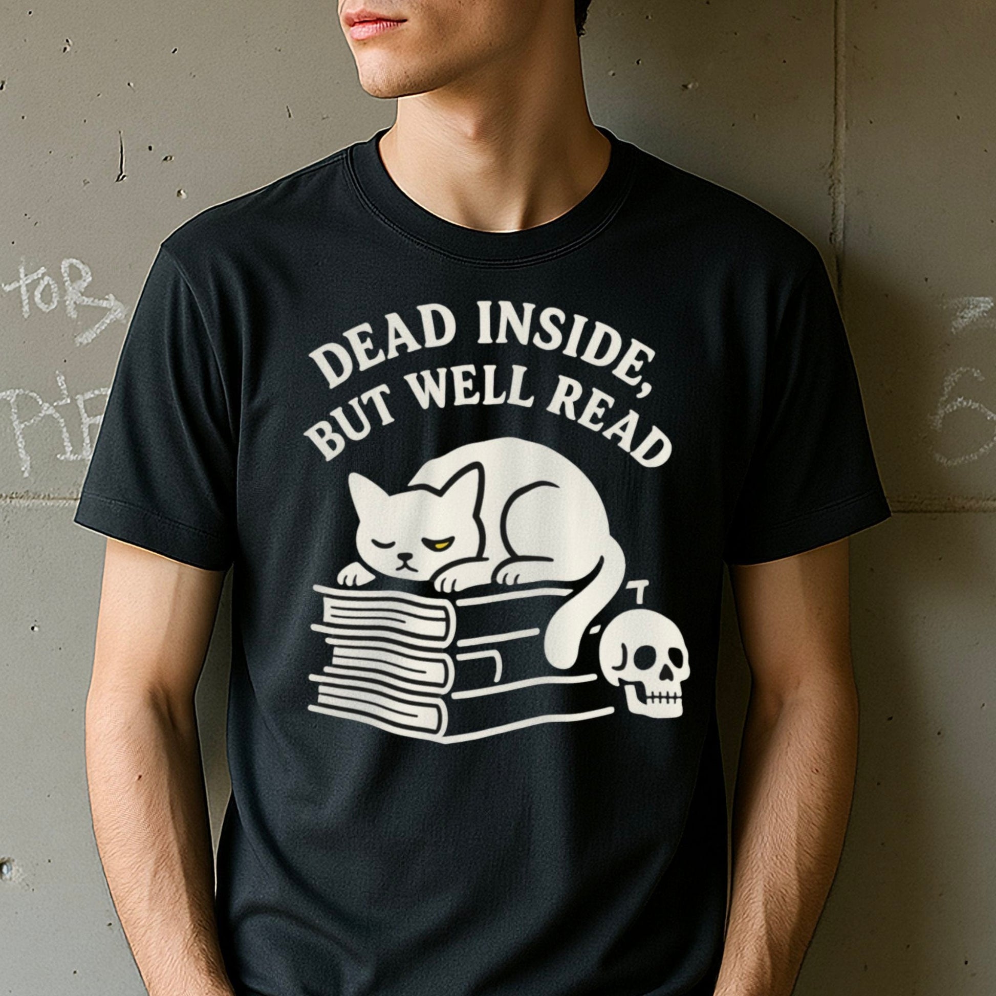 Dead Inside But Well Read Cat Graphic T-Shirt product