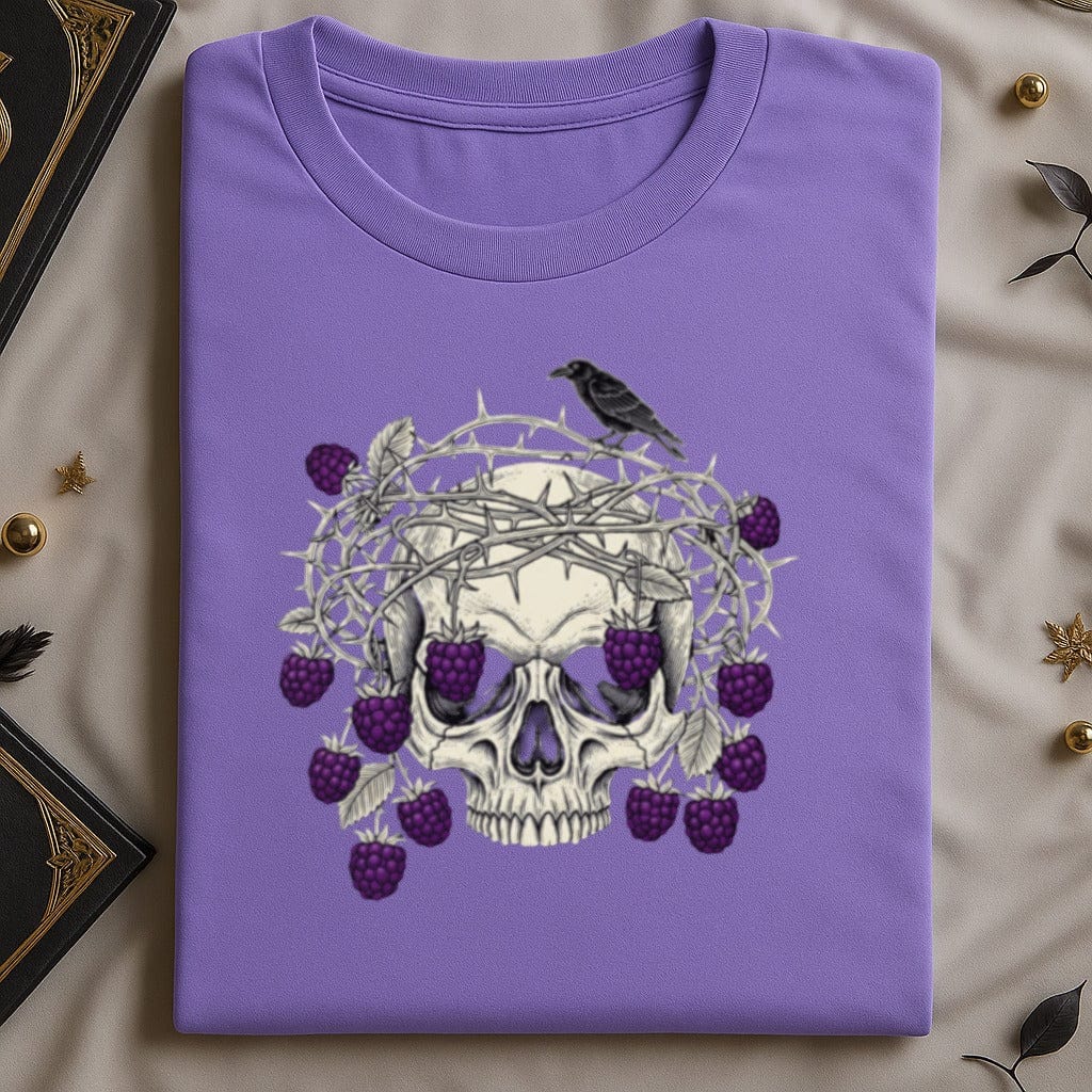 Skull with Crow and Berries on Violet T Shirt product