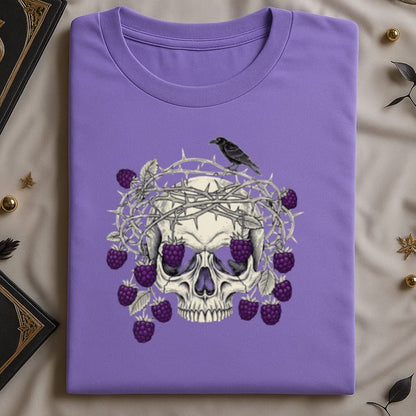 Skull with Crow and Berries on Violet T Shirt product