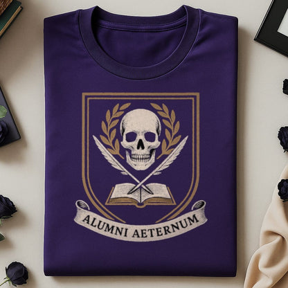 Alumni Aeternum Skull and Book Graphic Printed Shirt product