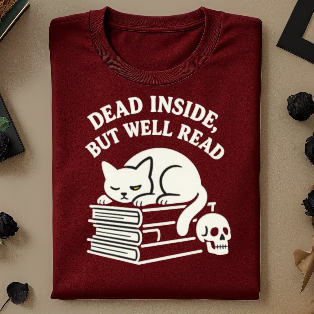 Dead Inside But Well Read Cat Shirt product type