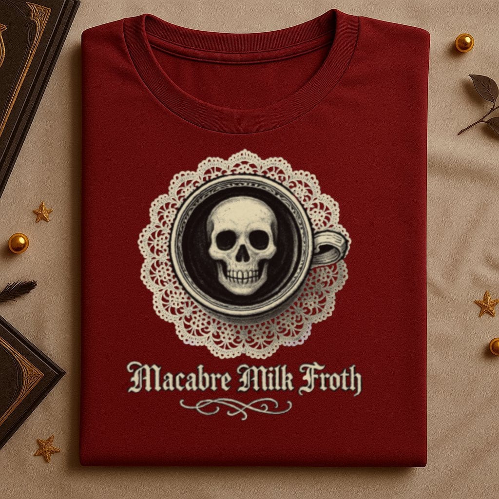 Macabre Milk Froth Skull Design T-Shirt product type