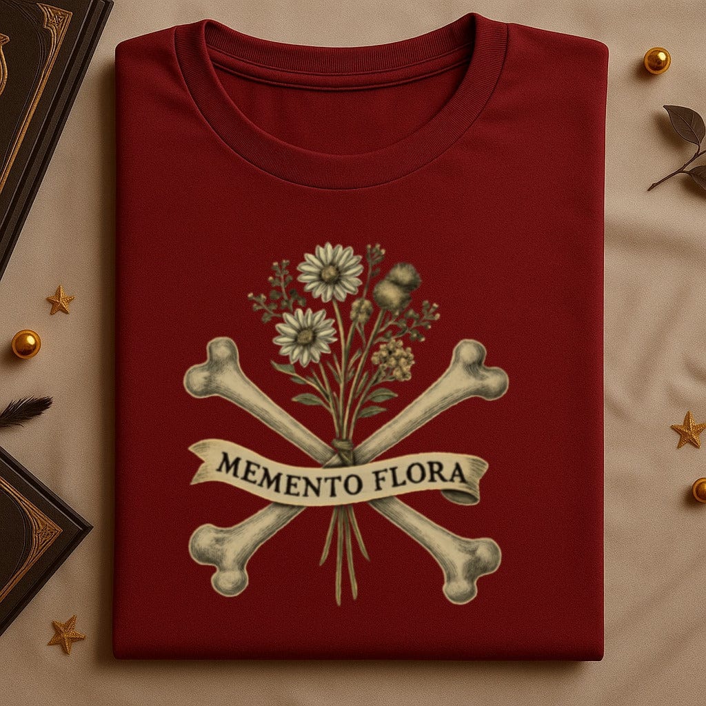 Memento Flora Design Featuring Bones on Red Shirt Product